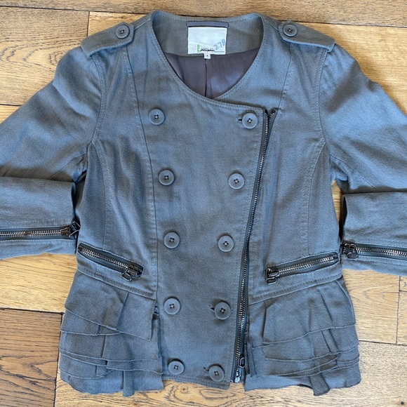 3.1 Phillip Lim Double Breasted Moto Ruffle Jacket - Picture 9 of 11